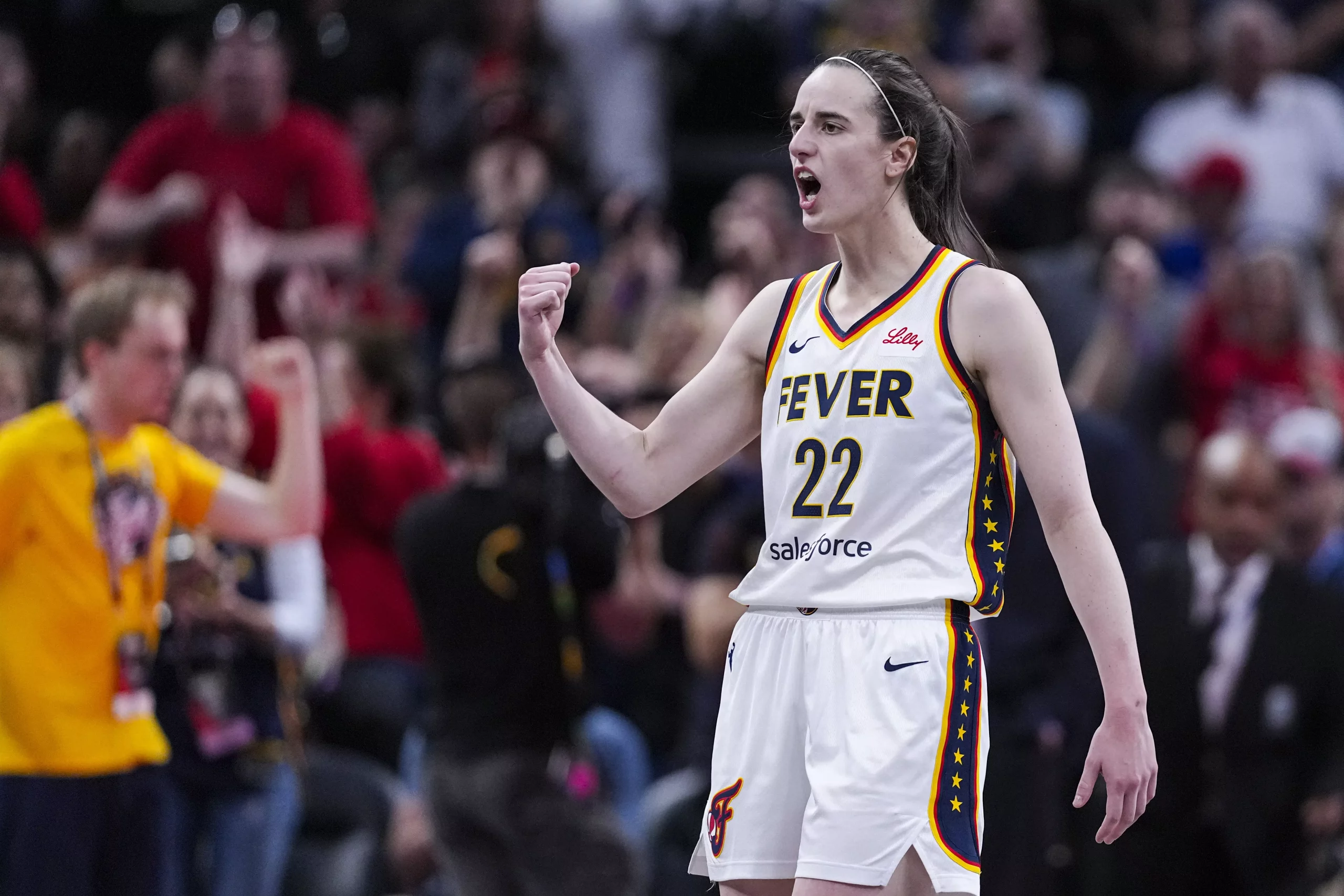 Caitlin Clark and the Indiana Fever are  +450 to win the WNBA Championship. Photo by Michael Conroy/AP.