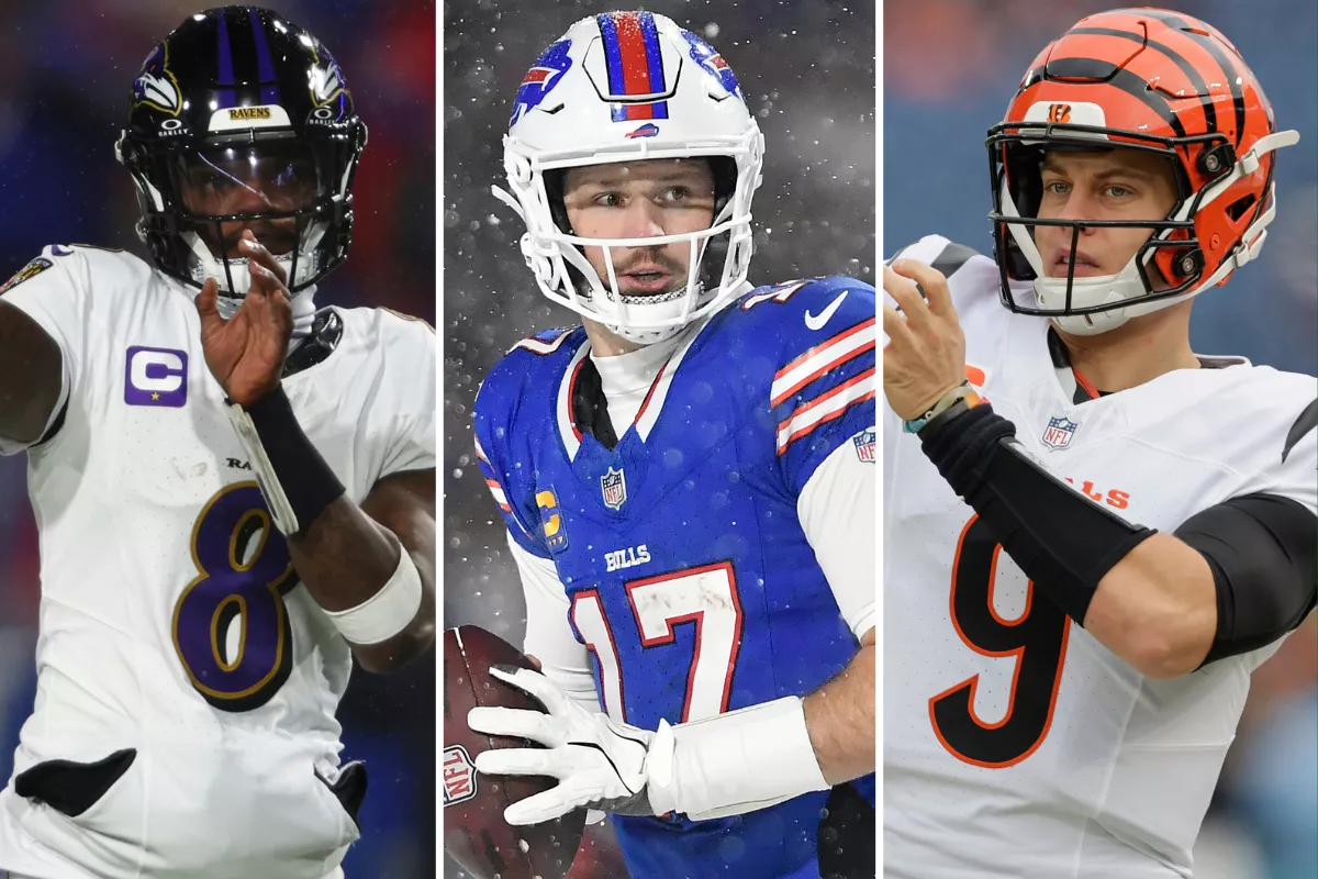 Lamar Jackson, Josh Allen and Joe Burrow are the top contenders to win NFL MVP. Photos by AP.