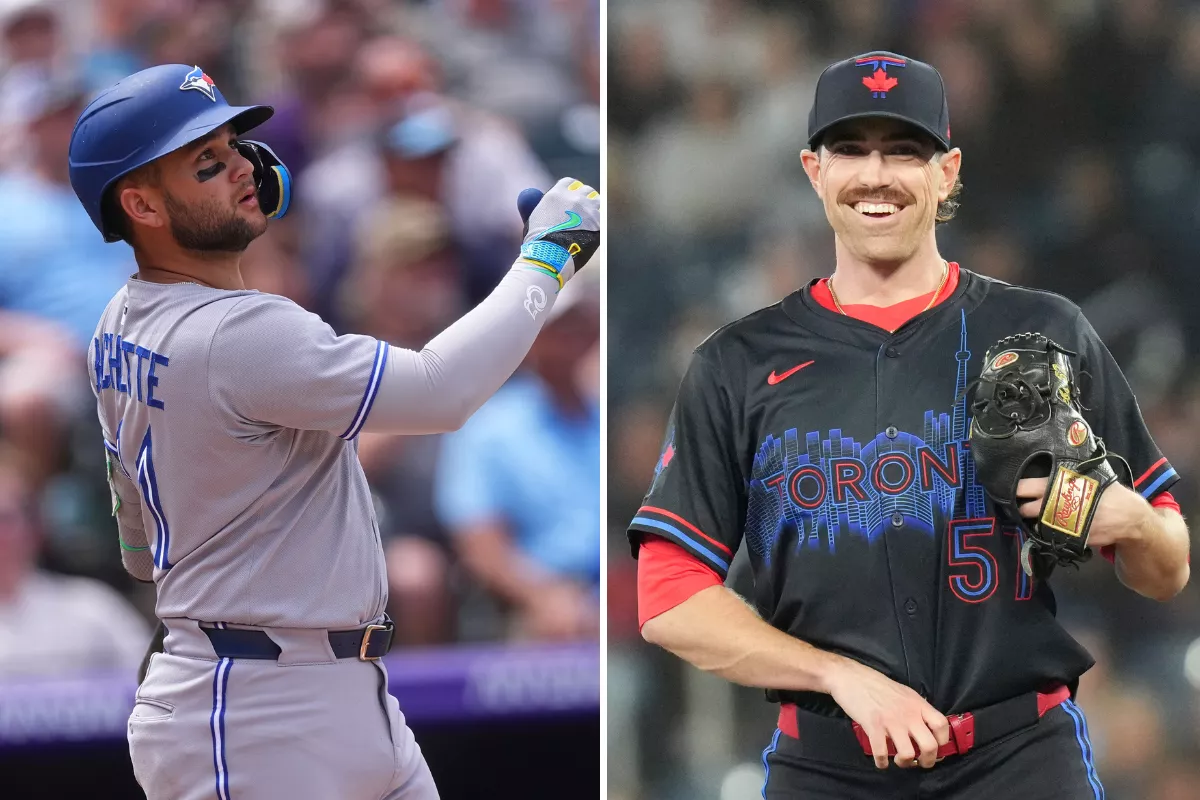 Bo Bichette is 5-for-8 with 13 total bases through two games in this series. Photos by AP, CP.