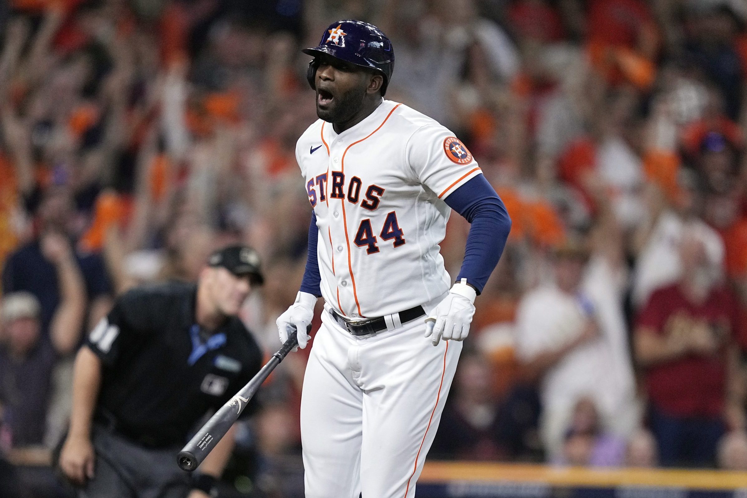 Alvarez is 6-for-9 against New York in this series. Photo by Kevin M. Cox/AP.
