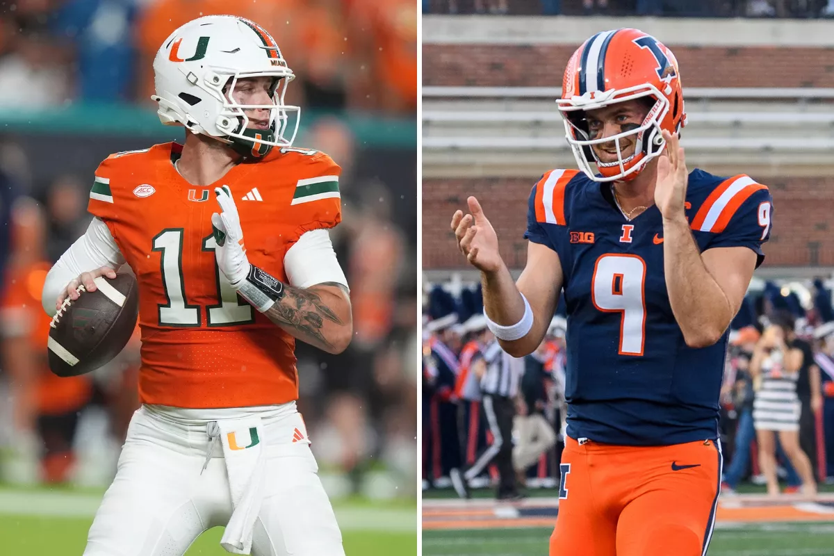 Carson Beck leads the ACC in completion percentage and passer rating. Photos by AP.