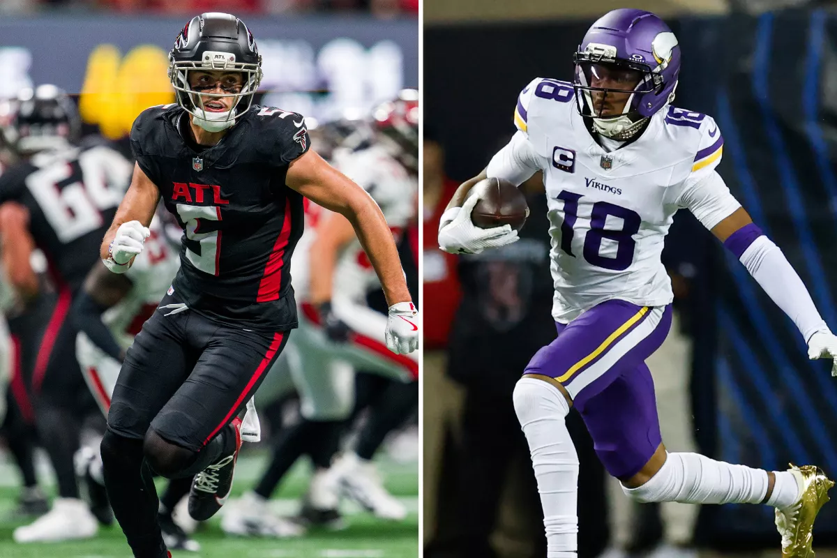Bet on Drake London and Justin Jefferson to score touchdowns. Photos by AP.
