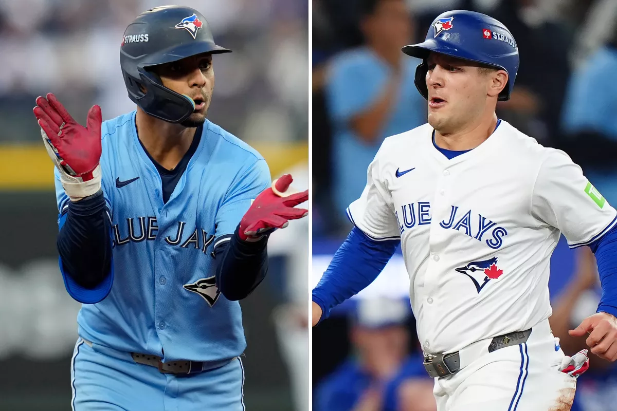 Back Gimenez and Varsho in Game 3. Photos by AP.
