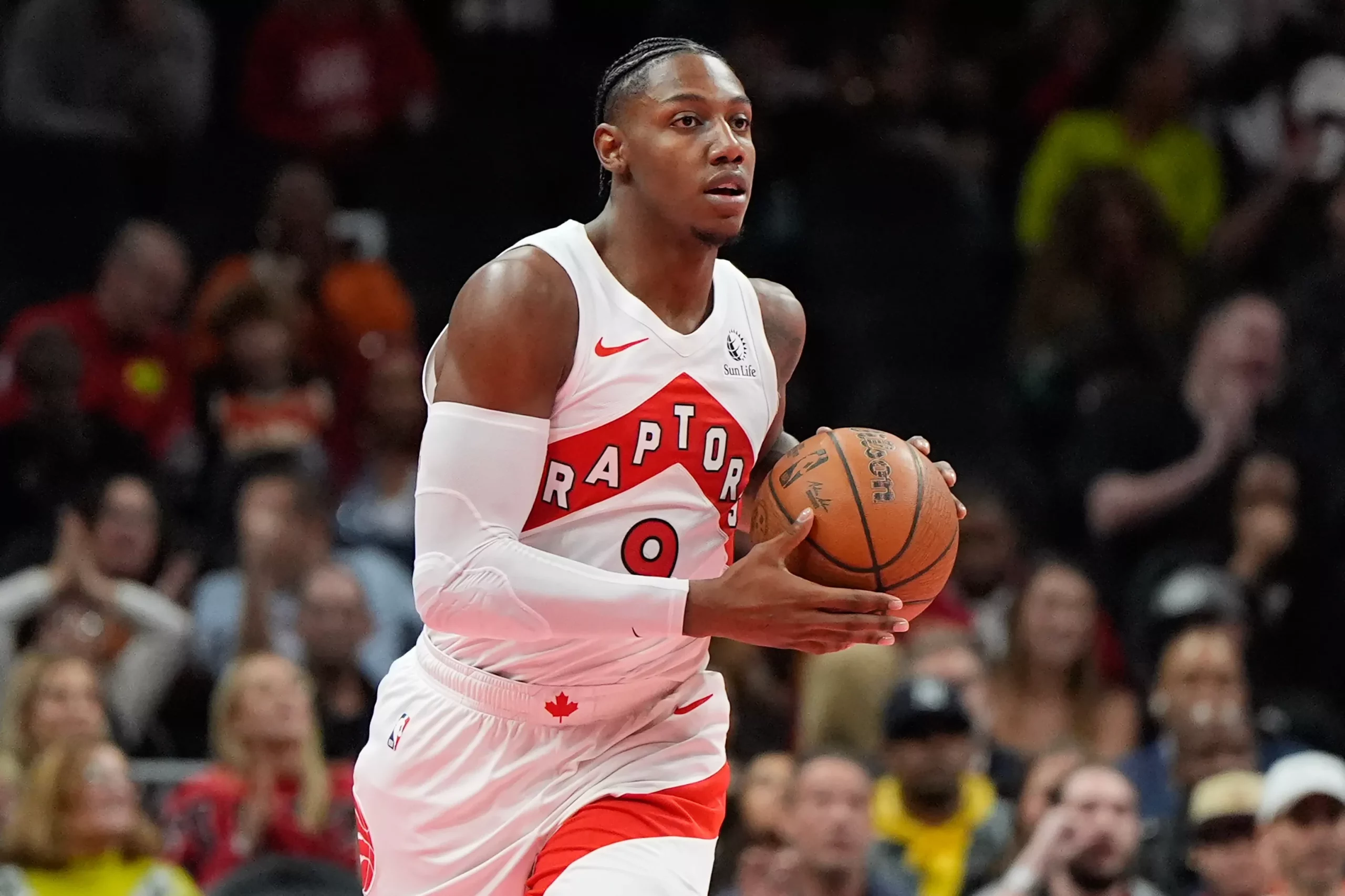 Back RJ Barrett on Saturday night! Photo by Mike Stewart/AP.