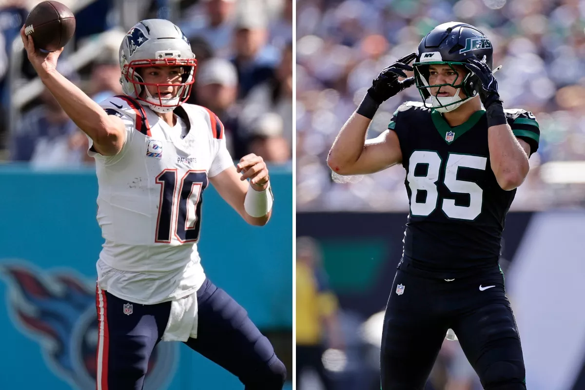 Mason Taylor is second on the Jets in receptions and receiving yards (behind Garrett Wilson). Photos by AP.