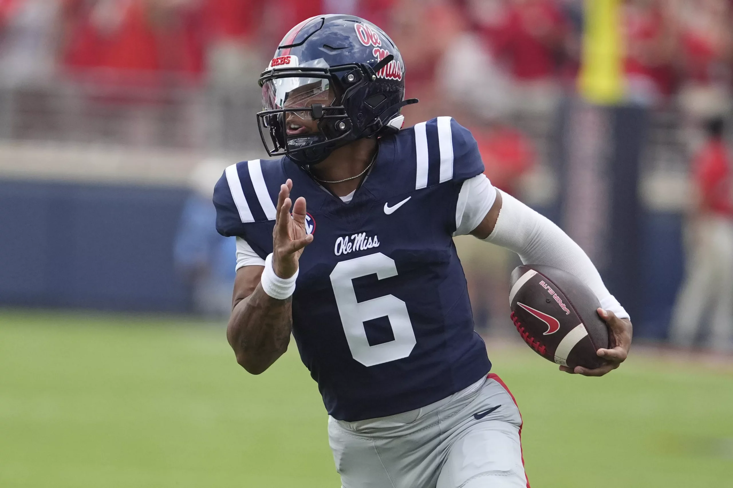Ole Miss is a three-score favourite at home in the first round of the College Football Playoff. Photo by Rogelio V. Solis/AP.