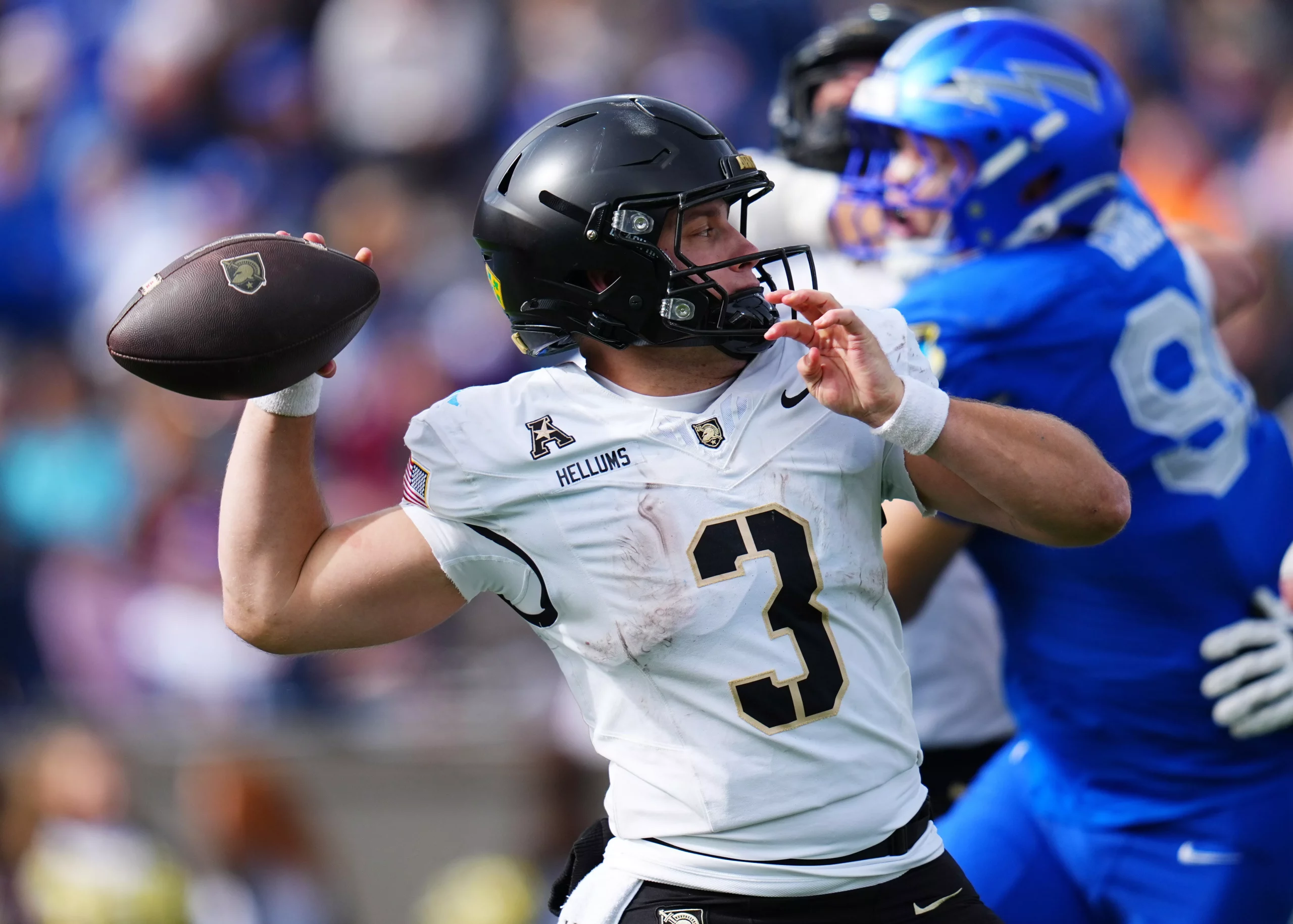 Army quarterback Cale Hellums has thrown for 71.0 yards per game over his past five games. Photo by Jack Dempsey/AP.