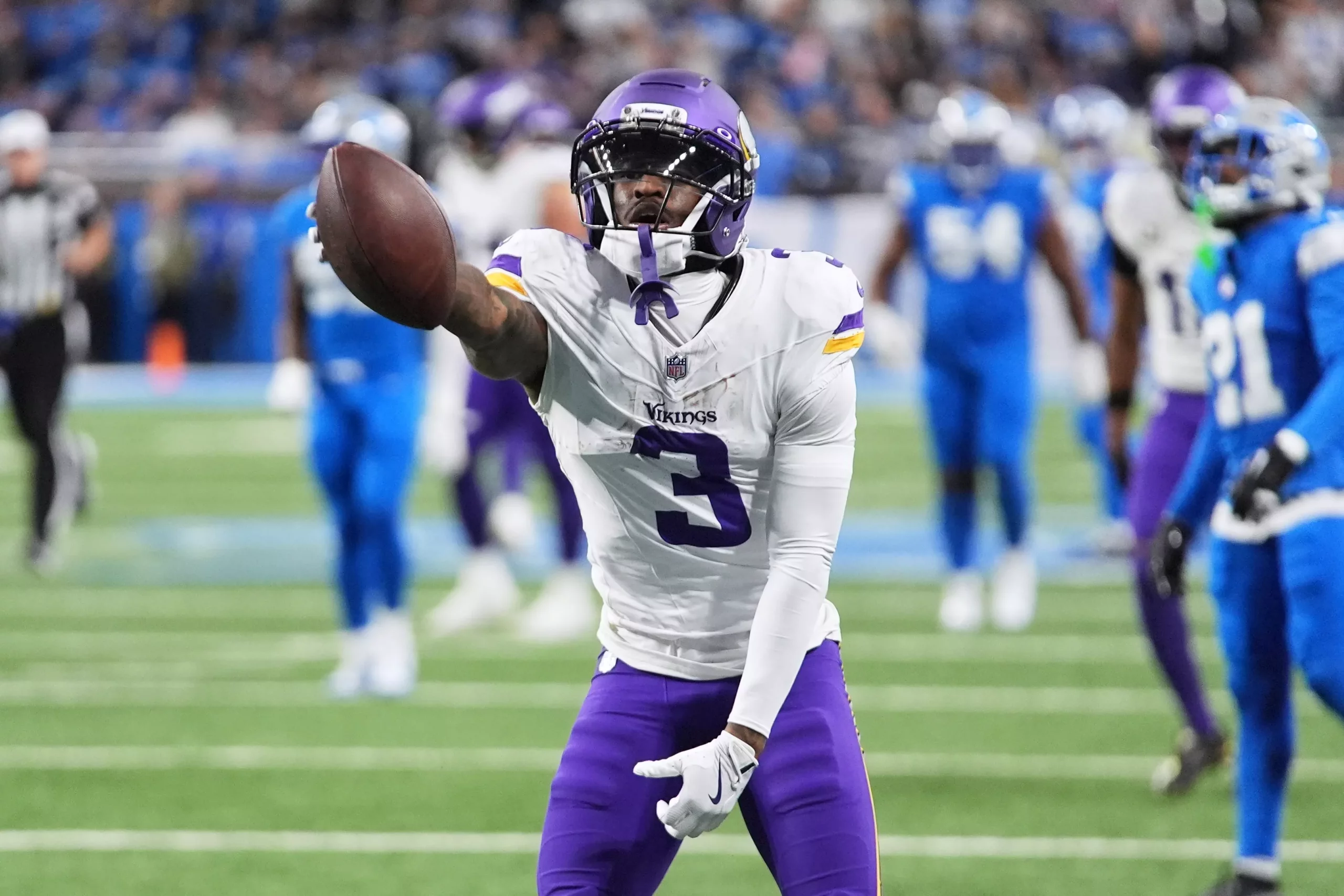 Jordan Addison leads the Vikings in red zone targets (12). Photo by Paul Sancya/AP.