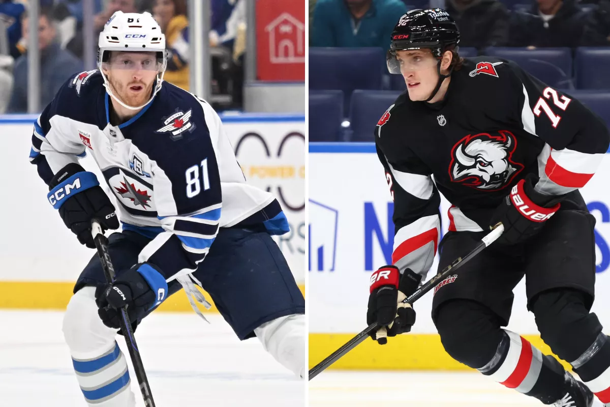 Bet on Kyle Connor and Tage Thompson to score goals tonight. Photos by AP.