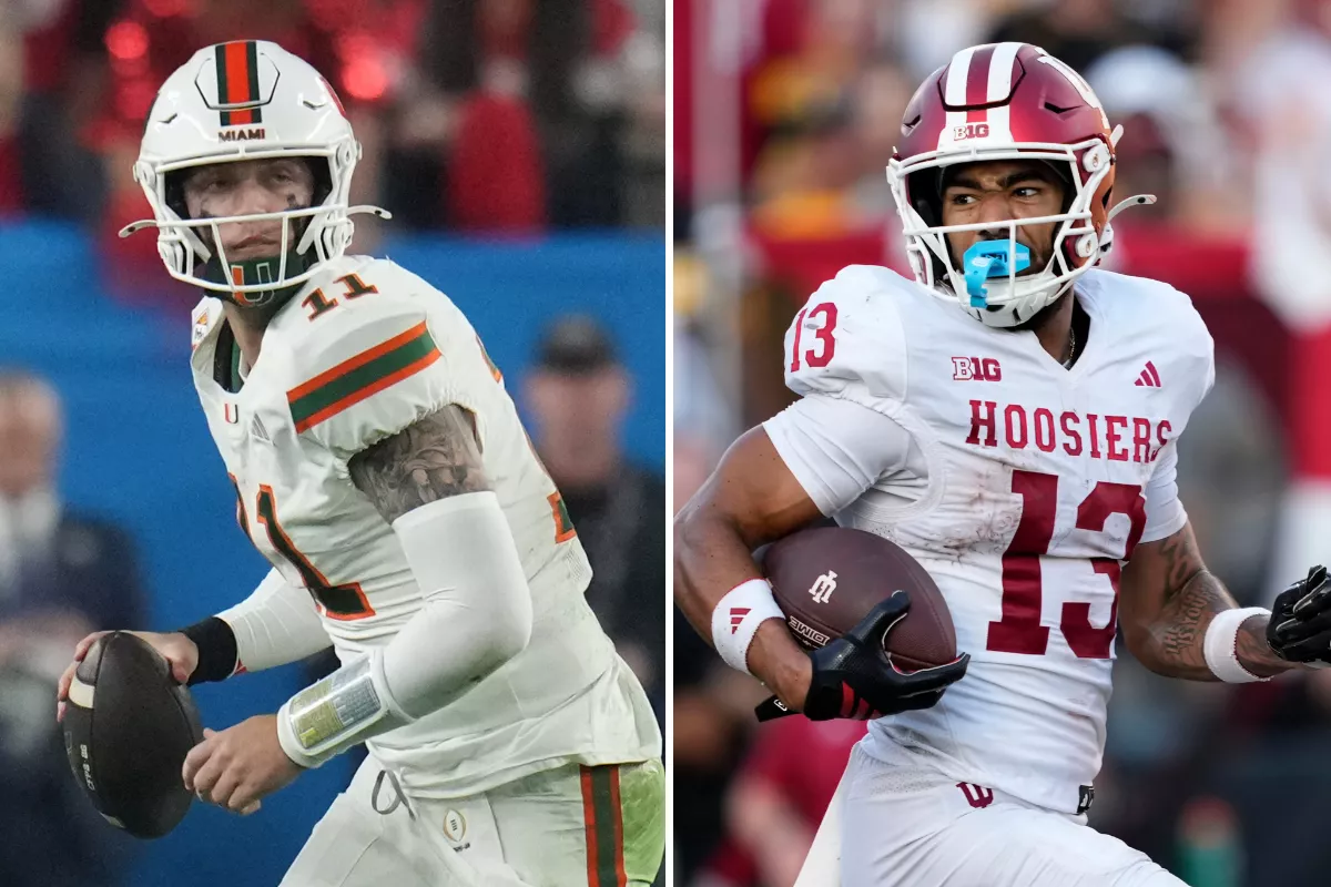 Indiana is a two-score favourite in the College Football Playoff national championship on Monday night in Miami. Photos by AP.